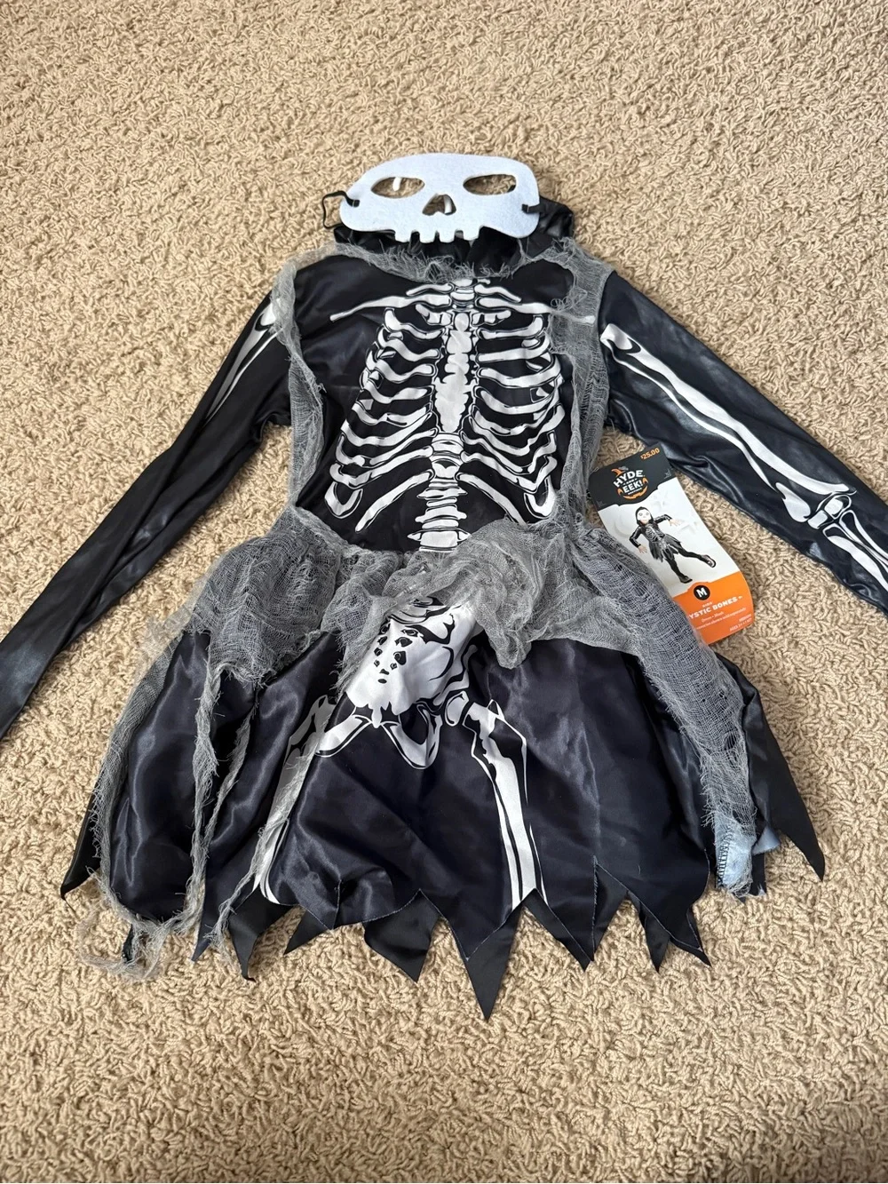 Girls Skeleton Halloween Costume M NWT
